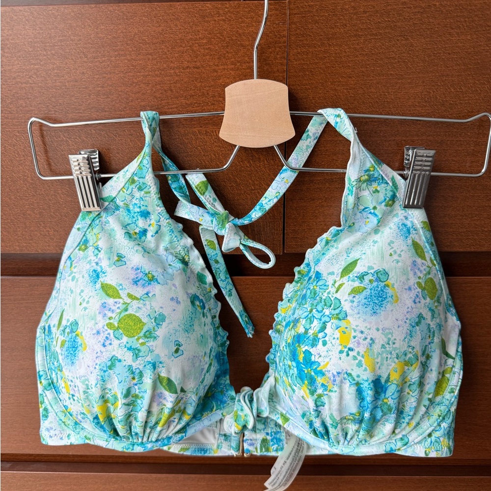 Victoria's Secret Blue and Green Floral Bikini Top
